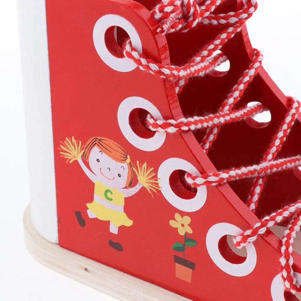 Montessori LaceUp Buddy – Wooden Lacing and Shoe-Tying Practice Toy for Toddlers