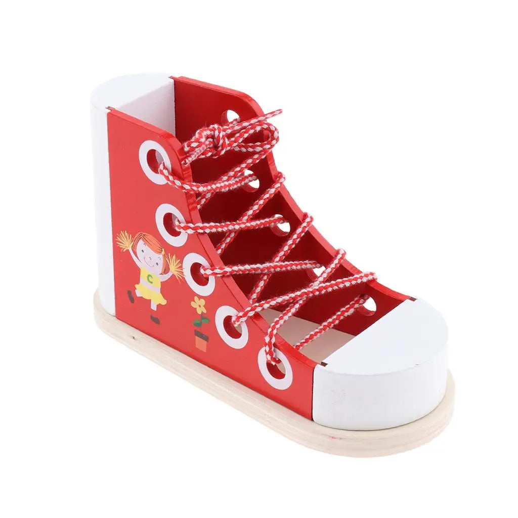 Montessori LaceUp Buddy – Wooden Lacing and Shoe-Tying Practice Toy for Toddlers