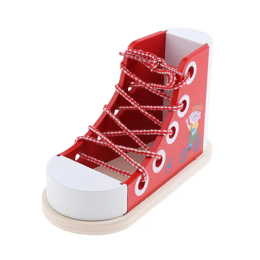 Montessori LaceUp Buddy – Wooden Lacing and Shoe-Tying Practice Toy for Toddlers