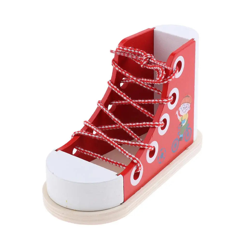 Montessori LaceUp Buddy – Wooden Lacing and Shoe-Tying Practice Toy for Toddlers
